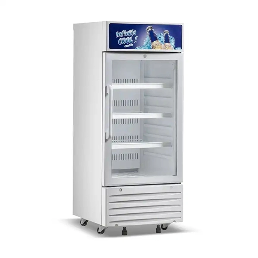 Factory Supermarket Refrigeration 170L Glass Door Fan Cooling Energy Drink Refrigerator Display Case Chiller
