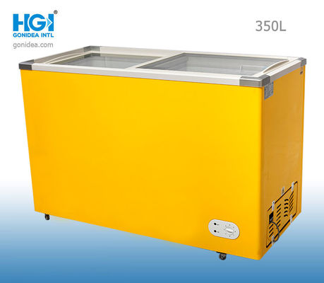 Il congelatore profondo 60HZ della porta di vetro di scivolamento del congelatore del petto da 350 litri pre ha ricoperto l'alluminio bianco