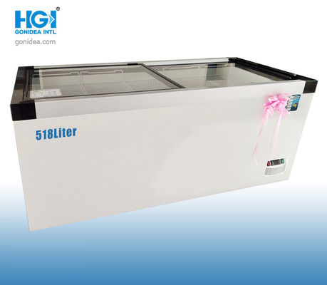 Litro superiore di vetro 220V del gelato del congelatore del petto di scivolamento del supermercato 518